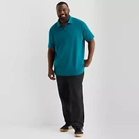 Shaquille O'Neal XLG™ Quarter Zip Big and Tall Mens Classic Fit Short Sleeve Polo Shirt