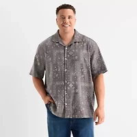 Arizona Mens Short Sleeve Regular Fit Big and Tall Button-Down Shirt