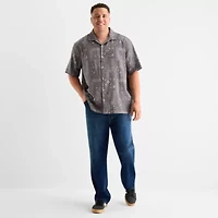 Arizona Mens Short Sleeve Regular Fit Big and Tall Button-Down Shirt