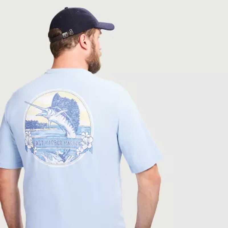 IZOD Saltwater Mens Crew Neck Short Sleeve Classic Fit Big and Tall Graphic T-Shirt