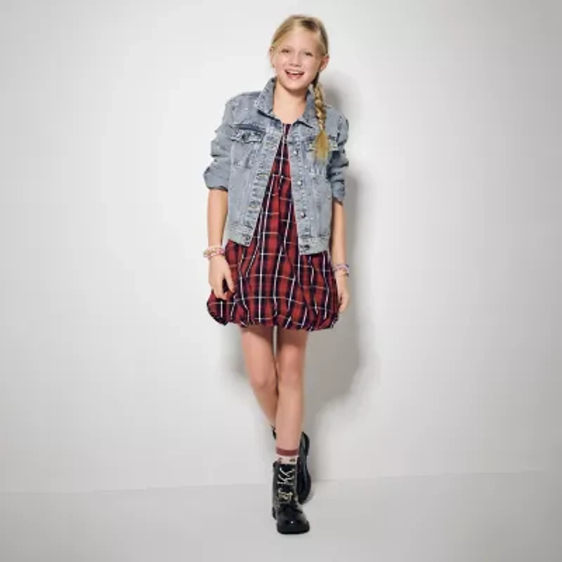 Jingle Ball Girls Sleeveless Plaid Empire Waist Dress