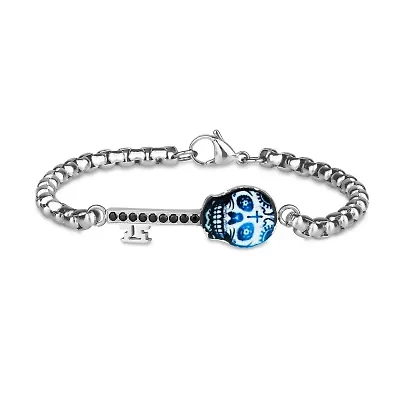 Mens Stainless Steel Solid 8 1/2 Inch Link Bracelet
