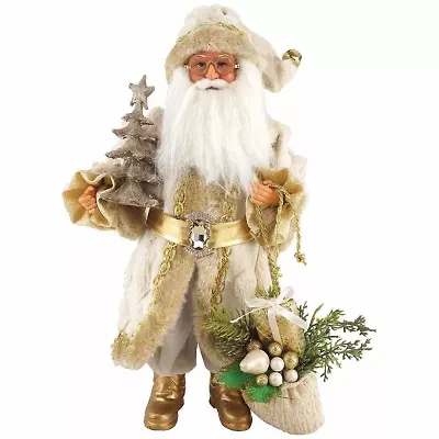 15" Golden Splendor Christmas Santa Figurine