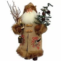 15" Faux Fur Coat Christmas Santa Figurine
