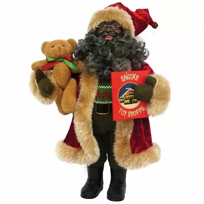 15" African American Story Time Christmas Santa Figurine