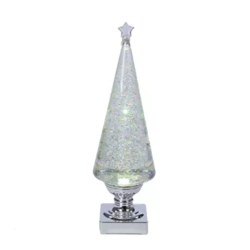 Kurt Adler 14" Battery-Operated Clear and Silver Lava LED Lighted Christmas Tree