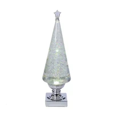 Kurt Adler 14" Battery-Operated Clear and Silver Lava LED Lighted Christmas Tree