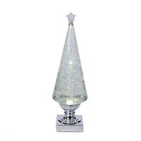 Kurt Adler 14" Battery-Operated Clear and Silver Lava LED Lighted Christmas Tree