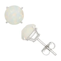 Lab Created White Opal 10K Gold 6mm Stud Earrings
