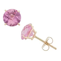 Lab Created Pink Sapphire 10K Gold 6mm Stud Earrings
