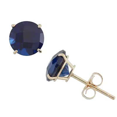 Lab Created Blue Sapphire 10K Gold 6mm Stud Earrings