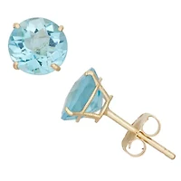 Genuine Blue Topaz 10K Gold 6mm Stud Earrings