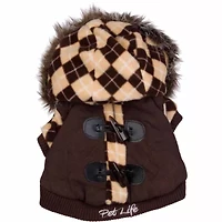 The Pet Life Designer Patterned Suede Argyle Sweater Jacket