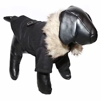 The Pet Life Buttoned 'Coast-Guard' Fashion Faux-Fur Collared Wool Coat
