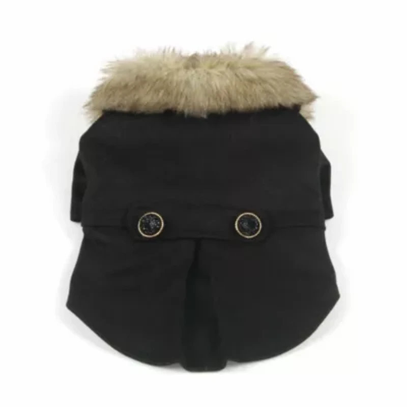 The Pet Life Buttoned 'Coast-Guard' Fashion Faux-Fur Collared Wool Coat