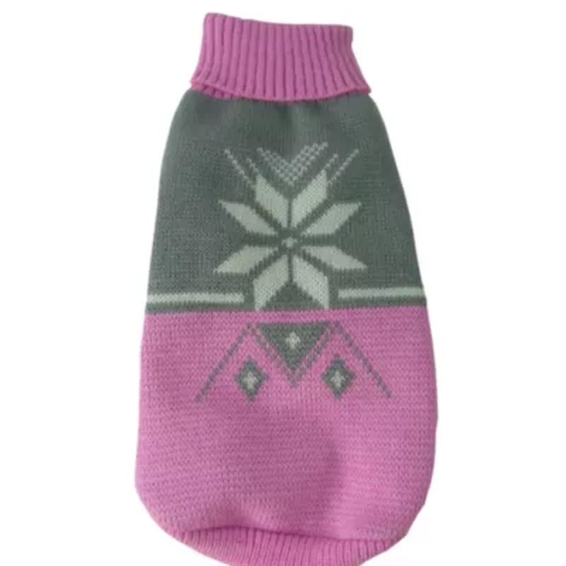 The Pet Life Snow Flake Cable-Knit Ribbed FashionTurtle Neck Dog Sweater