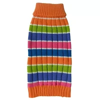 The Pet Life Tutti-Beauty Rainbow Heavy Cable Knitted Ribbed Designer Turtle Neck Dog Sweater