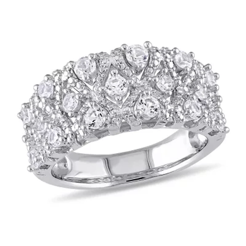 Womens Lab Created White Sapphire Sterling Silver Cocktail Ring