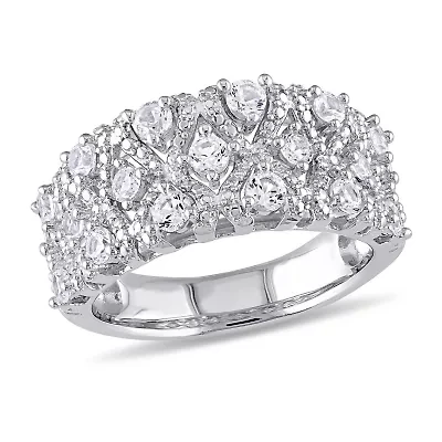 Womens Lab Created White Sapphire Sterling Silver Cocktail Ring
