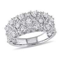 Womens Lab Created White Sapphire Sterling Silver Cocktail Ring