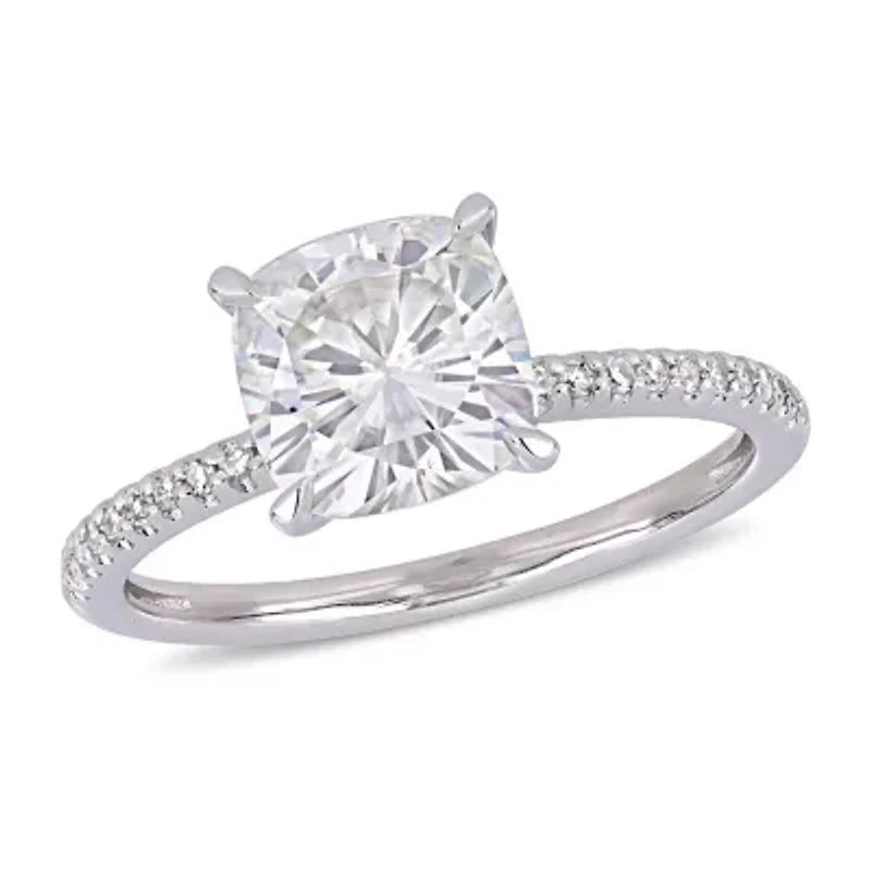 Womens 1/10 CT. T.W. White Moissanite 14K Gold Engagement Ring