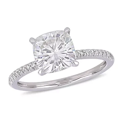 Womens 1/10 CT. T.W. White Moissanite 14K Gold Engagement Ring