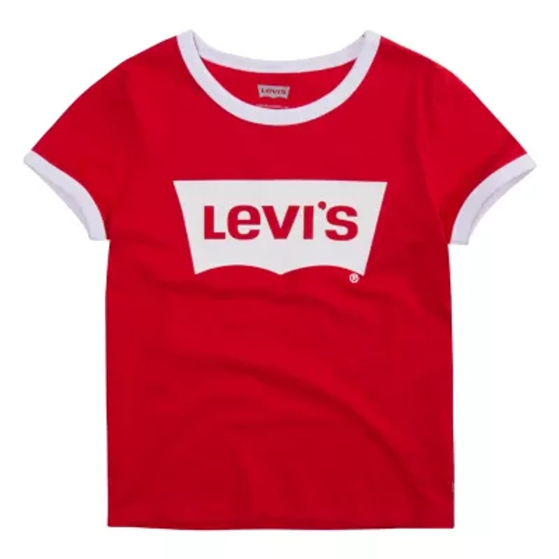 Levi's Retro Ringer Tee Big Kid Girls Round Neck Short Sleeve Regular Fit Graphic T-Shirt