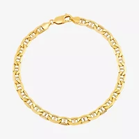 Made in Italy Mens 10K Gold Semisolid Link Chain Bracelet