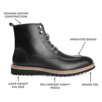 Thomas And Vine Mens Mitchell Flat Heel Lace-Up Boots