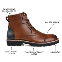 Thomas And Vine Mens Reddick Block Heel Lace-Up Boots