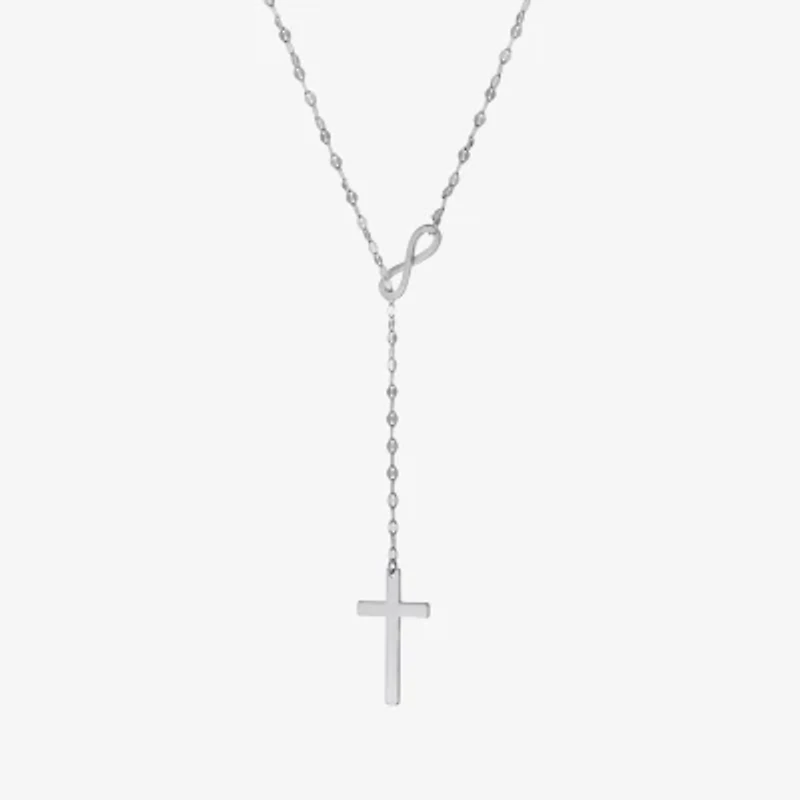 Womens Sterling Silver Cross 22 Inch Pendant Necklace