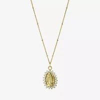 Diamonart Lady Of Guadalupe Womens Cubic Zirconia 14K Gold Over Silver Oval 16 Inch Pendant Necklace