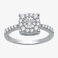 Womens / CT. T.W. Natural White Diamond Sterling Silver Halo Cocktail Ring