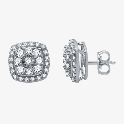 1 CT. T.W. Natural White Diamond Sterling Silver 11.1mm Stud Earrings