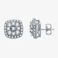 1 CT. T.W. Natural White Diamond Sterling Silver 11.1mm Stud Earrings