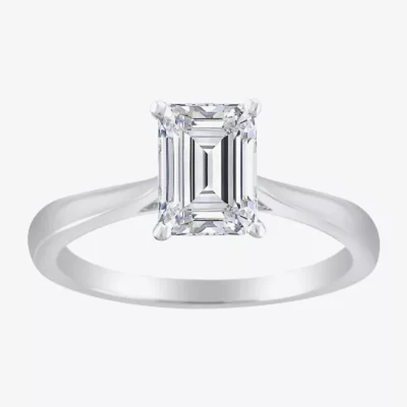 (H-I / SI2) Womens 1 1/2 CT. Lab-Grown White Diamond 14K Gold Emerald Solitaire Engagement Ring