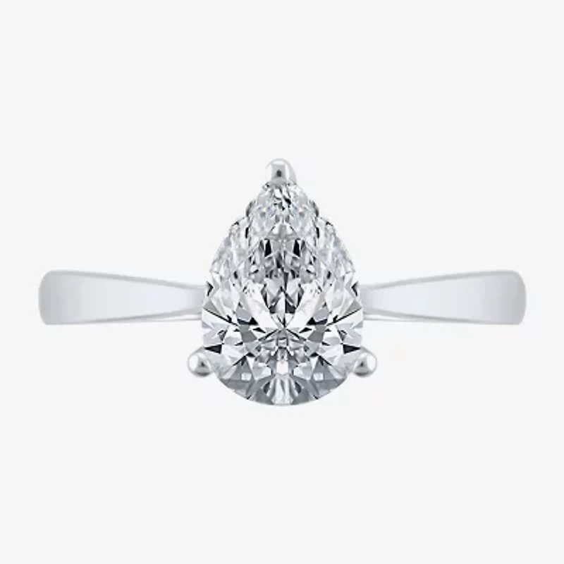 (H-I / SI2) Womens 1 1/2 CT. Lab-Grown White Diamond 14K Gold Pear Solitaire Engagement Ring