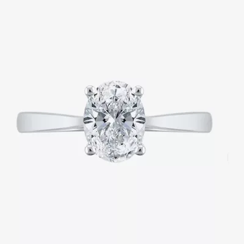 (H-I / SI2) Womens 1 1/2 CT. Lab-Grown White Diamond 14K Gold Oval Solitaire Engagement Ring