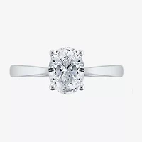 (H-I / SI2) Womens 1 1/2 CT. Lab-Grown White Diamond 14K Gold Oval Solitaire Engagement Ring
