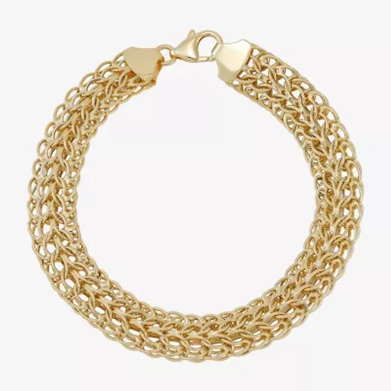 Womens 10K Gold Hollow Link Chain Bracelet