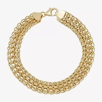 Womens 10K Gold Hollow Link Chain Bracelet