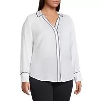 Liz Claiborne Womens Plus Long Sleeve Vent Regular Fit Button-Down Shirt