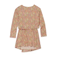 Self Esteem Big Kid Girls Rib Knit Plaid Dress Set