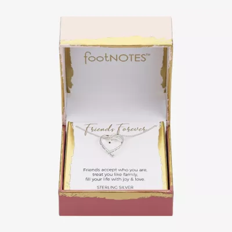Footnotes Friend Womens Sterling Silver Heart 16 Inch Pendant Necklace