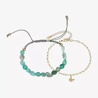 Footnotes Womens 2-pc. Green Amazonite Beaded Bracelet Set