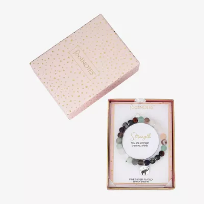 Footnotes Elephant Womens Multi Color Cubic Zirconia Beaded Bracelet