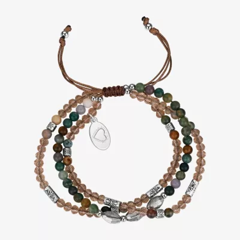 Footnotes Triple Strand Womens Brown Jasper Bolo Bracelet