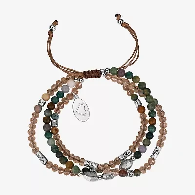 Footnotes Triple Strand Womens Brown Jasper Bolo Bracelet