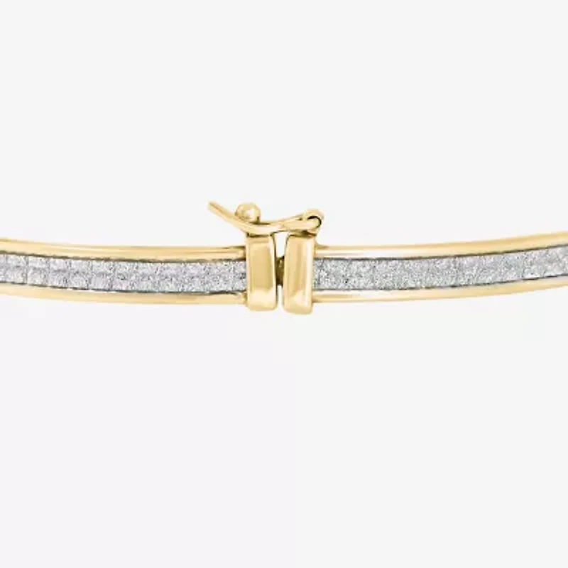 18k Gold Over Sterling Silver Glitter Hoop Earrings and Bangle Set