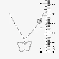 DiamonArt® Womens 1/10 CT. T.W. White Cubic Zirconia Sterling Silver Butterfly Pendant Necklace